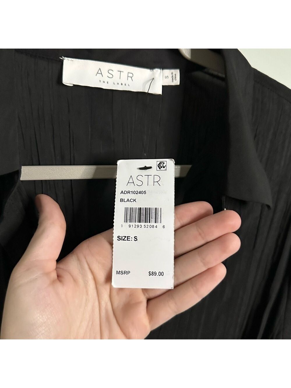 ASTR the Label Belted Long Sleeve Midi Shirtdress-Black size Small-NWT - Picture 10 of 13